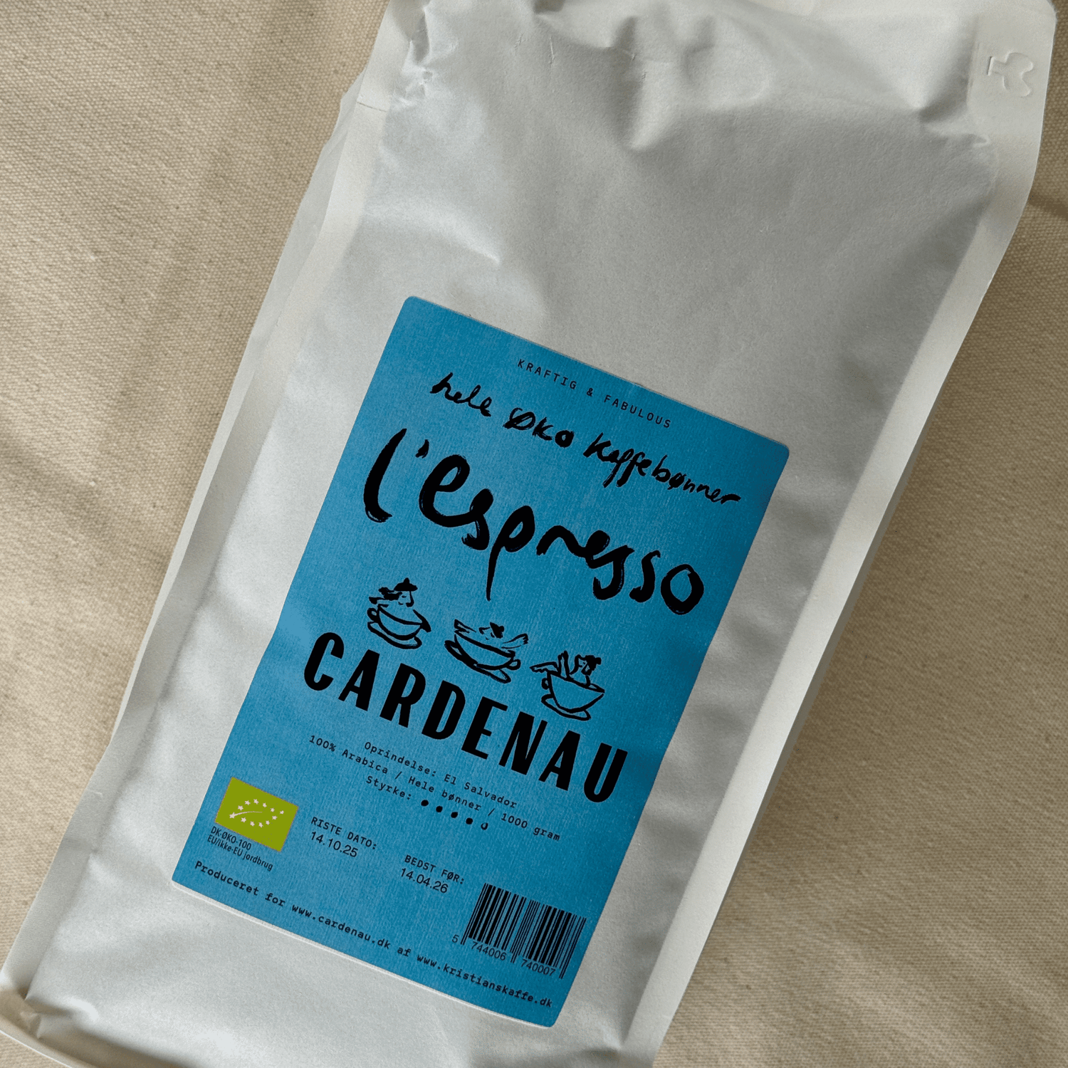 CARDENAU - 1 kg. Økologiske Hele Kaffebønner til Espresso - Kaffe