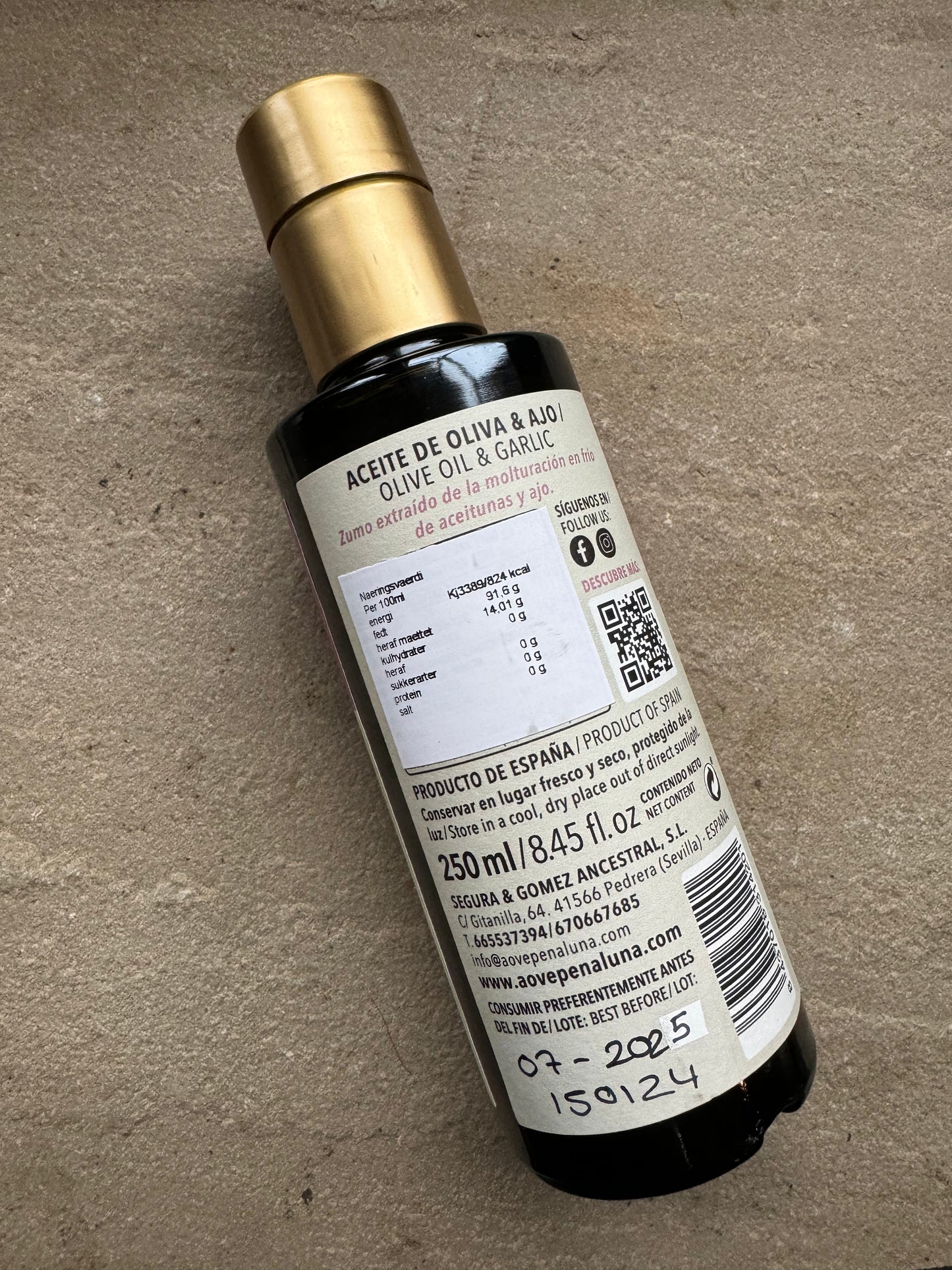 Huile d'olive à l'ail 250ml