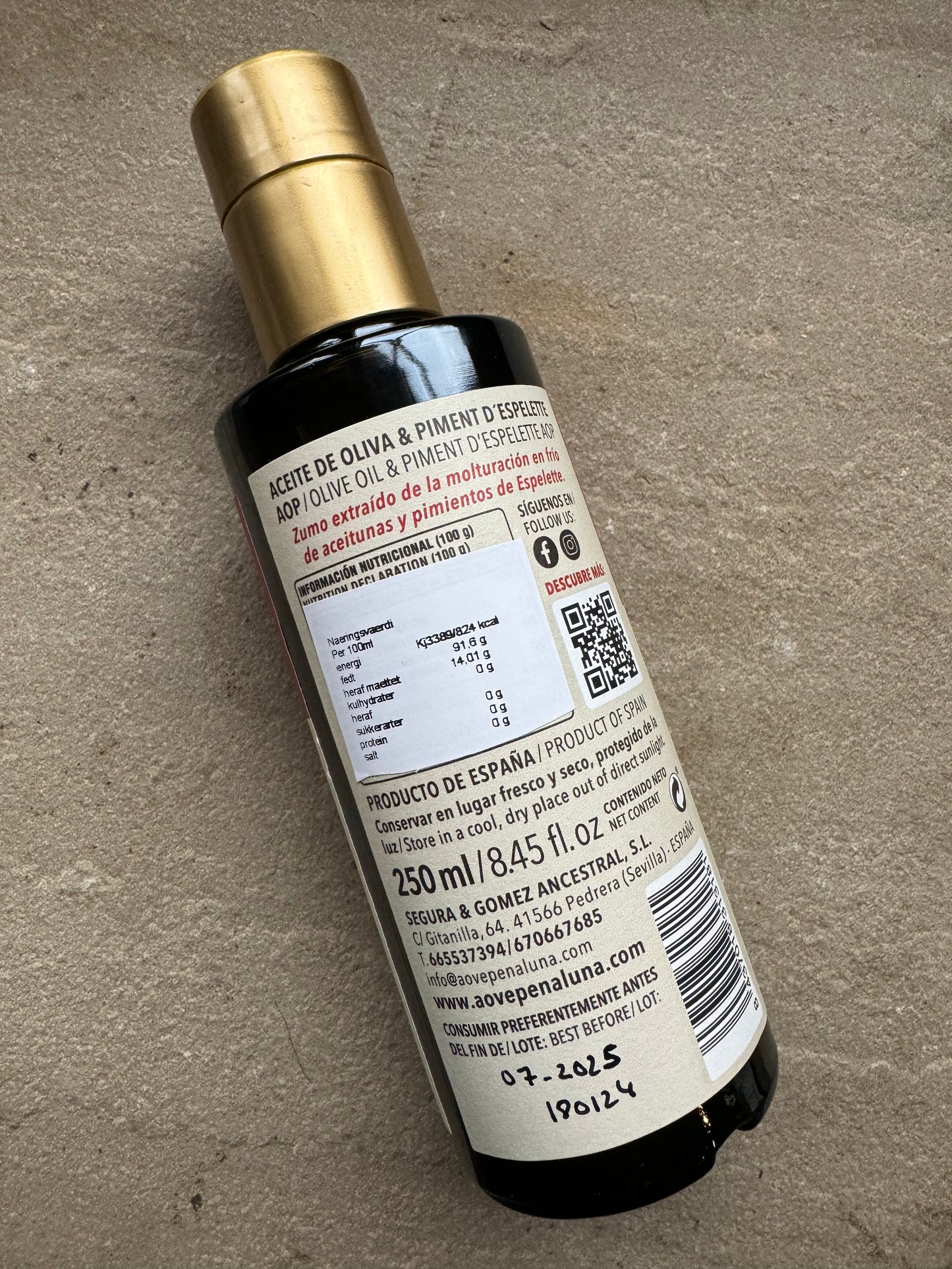 Huile d'olive au piment d'Espelette 250ml