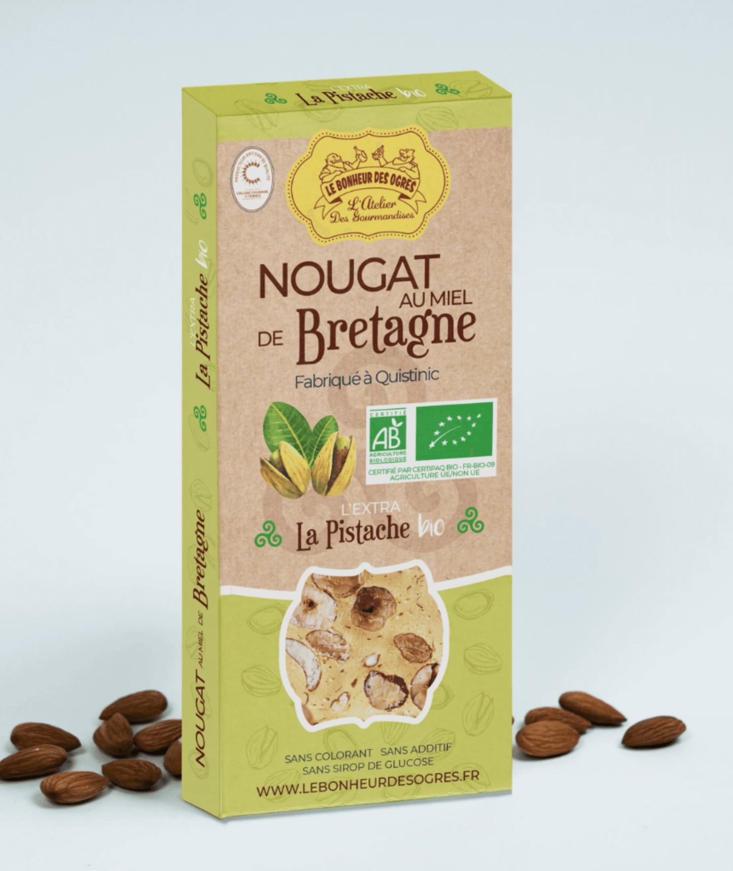 Økologisk Fransk nougat med pistache